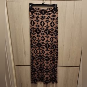 Black and Brown Tribal Pattern Long Maxi Skirt